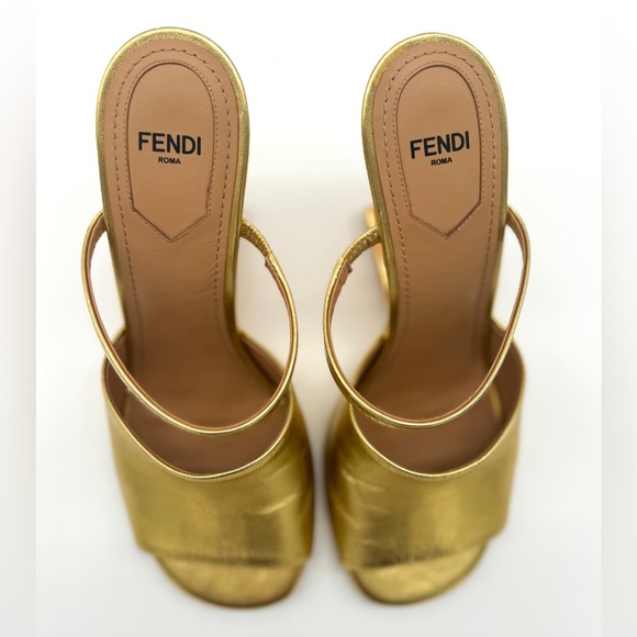 Fendi First Gold F Mule Heels - Picture 6 of 9